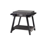 Home End Table with Drawer, Side Table with Storage Shelf in Distressed Grey & Black B107131303