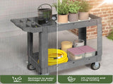 Heavy-Duty Plastic Utility Cart - 550lbs Capacity, 2-Tier Rolling Storage Organizer with Deep 82096551
