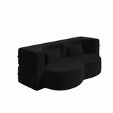 Modern Floor Sofa with 2 Pillows,Convertible Teddy Fabric Foam-Filled Sleeper Sofa Bed,15" Full Size W1885P308288