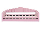 Twin size Upholstered Daybed with Trundle ,Velvet Sofabed with USB Charging Ports,No Box-spring 23725117