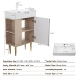 21.6" Open-shelving Bathroom Vanity with Ceramic Sink and Soft-Closing Door, Cloakroom Open Shelf 46799268