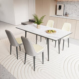 47"-63" expandable dining table set for 2-6 people, equipped with PU fabric thick cushioned dining 92548755