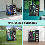 Golf Bag for Garage, Premium Wooden Golf Clubs Storage Rack Fit 2 Golf Bags, Golf Trunk W1422P296350