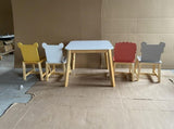 5 Piece Kiddy Table and Chair Set , Kids Wood Table with 4 Chairs Set Cartoon Animals W80860280