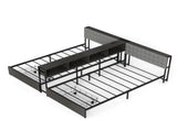Upholstered Twin Bed Frame for 2 Kids with Storage Bookcase Divider,Charging Station ,Drawers and T6689P602011