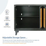 Handcrafted Premium Grain Panels,Rattan Sideboard Buffer Cabinet With 4 Rattan Doors, Modern Storage 99325873