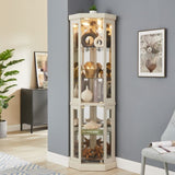 Corner Glass Cabinet Lighted Curio Cabinet Corner Display Case for Living Room, Curio Cabinet, W2275P194429