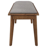 ZUN Grey and Natural Walnut Upholstered Dining Bench B062P145521