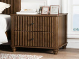 Fluted Nightstand 2-Piece Set, 21.65" Wide Side Table with 3 Drawers, Mid Century Modern Wood W5819P481407