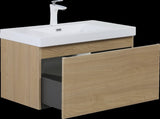 36'' Floating Bathroom Vanity with Sink, Wall-Mounted Striped Storage Cabinet with Soft-Close Drawer W1573P265197