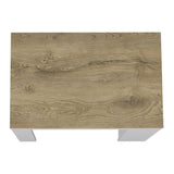 Kitchen Island Doyle, Three Side Shelves, White and Light Oak Finish B092123132