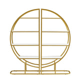4 Tiers Home Office Open Bookshelf, Round Shape, Different Placement Ways, MDF Board, Gold Metal 70585705
