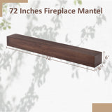 ZUN 72'' Fireplace Mantel Wooden Wall Mounted Floating Shelf 8" Deep Solid Pine Wood,Brown W1422124907