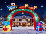 10FT Lighted Christmas Inflatable Archway, Inflatable Arch with Reindeer Pulling Santa's Sleigh, 88336718