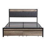 ZUN FULL Size Metal Platform Bed Frame with upholstery storage function Headboard and USB LINER and W2297P218177