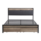 Queen Size Metal Platform Bed Frame with upholstery storage function Headboard and USB LINER and W311133402
