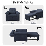 ZUN 3 in 1 Convertible Sleeper Chair Sofa Bed Pull Out Couch Adjustable Chair with Pillow, Adjust 63316587