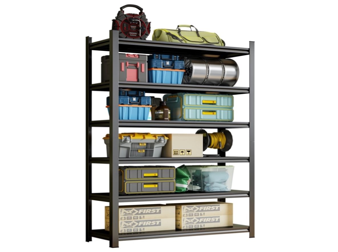 Garage Storage Rack, 6-Story Metal Shelves, Adjustable Partition Stora ...