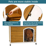 Large Wooden Outdoor Dog House, Waterproof Roof, Elevated Floor, Adjustable Plastic Feet, Yellow W142763833