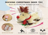 Kids Ride-On Rocking Horse Toy with Lullaby Song,Moose Rocking Toy with Hand Puppets and Safety Belt 86775418