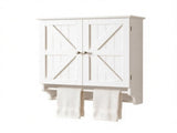 White Bathroom Wall Cabinet with 2 Doors, Adjustable Shelf & Towel Racks, 23.8" x 8.9" x 25.2" 28489301