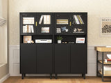 Tempered Glass Door Tall Storage Bookcase with adjustable board, 4 doors MDF painting finished W409P171434