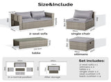 2pcs armless sofa 2pcs footstool 1pcs double sofa 1pcs coffee table with storage, gray 88703342