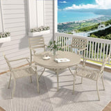 VRSHWO lron Terrace Dining Chairs, a Set of 2 Cream Color Chairs, Metal Chairs, All-Weather W213P335870