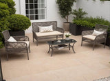 4 Pieces Outdoor Patio Furniture Set,PE Rattan Wicker Garden Conversation Chairs with Tempered Glass W2071P296910
