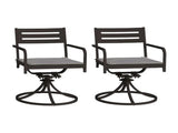 Set of 2 Powder-Coated Steel 360&deg Swivel Outdoor Dining Chairs with All-Weather Cushions, Black W1859P508643