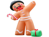 10.6FT Gingerbread Man with Gift Box Inflatable, 8 LED Lights, 190D Polyester Christmas Decor, US 28526088