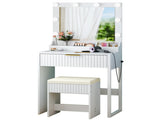 White particleboard with a 3-compartment, 1-drawer dressing table set with 8 three-color light 02363232