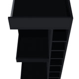 Black Corner Bar Cabinet with Wine Rack and Open Shelf B062P290260