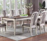 ZUN Transitional Style 1pc Table w 2x Leaves Antique White Finish Oak Top Rectangle Table Kitchen B011P222503