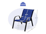 Navy 2 Pack Stackable Patio Dining Chairs, Ergonomic Steel Frame Breathable Fabric Outdoor Chairs 74390059