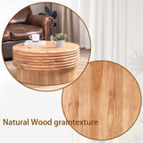 Round Wooden Coffee Table with Hidden Storage - 30.3" Modern Rustic Centerpiece for Living Room , W2729P270752