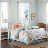 7 Piece Cotton Sateen Comforter Set Coral Queen B03596888