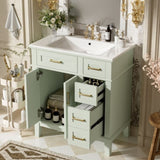 30" Bathroom Vanity with Ceramic Sink, Modern Storage Cabinet with Soft-Close Doors, Deep Drawer & N729P276610F