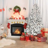 Artificial 5ft Flocked Christmas Tree with 600 PVC Branch Tips, Pine cone*27pcs, 300L warm white 07845419