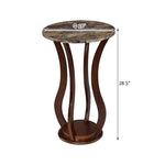 ZUN Brown Round Accent Table with Faux Marble Top B062P145501