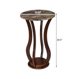 Brown Round Accent Table with Faux Marble Top B062P145501