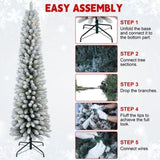 Artificial 7ft Flocked pencil Christmas Tree with 469 PVC Branch Tips, 200L Warm white led, Foldable 51236978