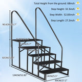 5 Step Ladder with Handrail, Swimming Pool Ladder Above Ground, 660 lb Load Capacity RV Steps with 01422425