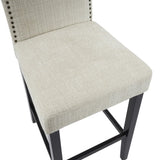 Barstools Set of 2, Counter Height Upholstered Bar Stools for Kitchen Island, Beige Rubberwood Legs N779P254675F