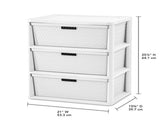 Wide 3 Drawer Tower, Plastic Storage Organizer with Removable Decorative Bins, Easy to Assemble - No 75623775
