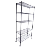 5-Layer Plastic Coated Iron Shelf with 1.5" Nylon Wheels 165*90*35 Black 40565502