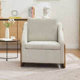 057-Set of 1 Chenille Fabric Modern Upholstered Armchair with Wooden Side Frame , Accent Leisure W527P239825