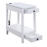 White Storage Accent Table with USB B062P189162