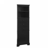 Black Triangle Tall Cabinet with 3 Drawers and Adjustable Shelves for Bathroom, Kitchen or Living N725P247409B