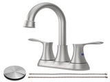 Bathroom Faucet Brushed Nickel, 4" 2-Handle centerset basin faucet with Pop-up Drain & Supply Lines 03176682